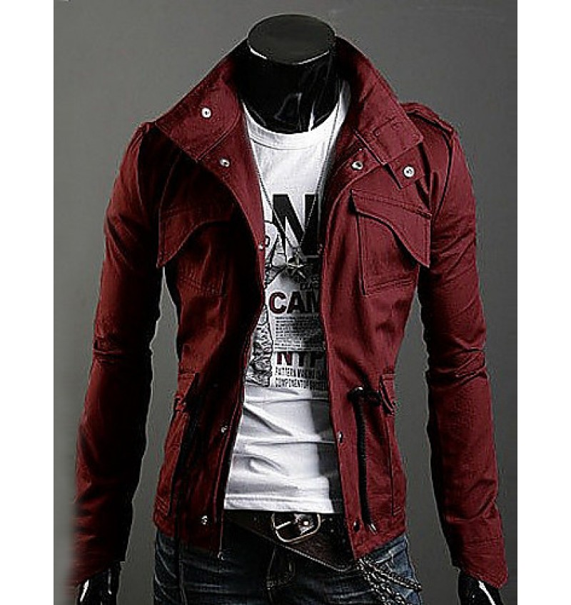 Trendy Autumn Winter Slim Trench Coat Men Cotton Zipper Outerwear Keep Warm Comfortable Jackets Plus Size GESE1