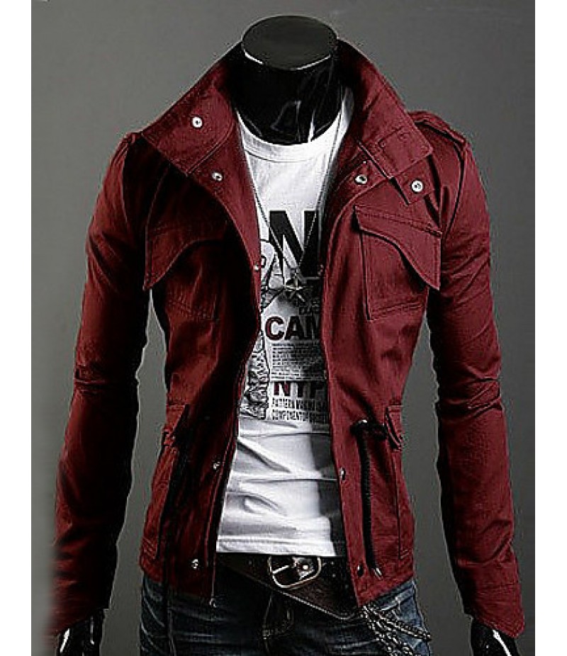 Trendy Autumn Winter Slim Trench Coat Men Cotton Zipper Outerwear Keep Warm Comfortable Jackets Plus Size GESE1