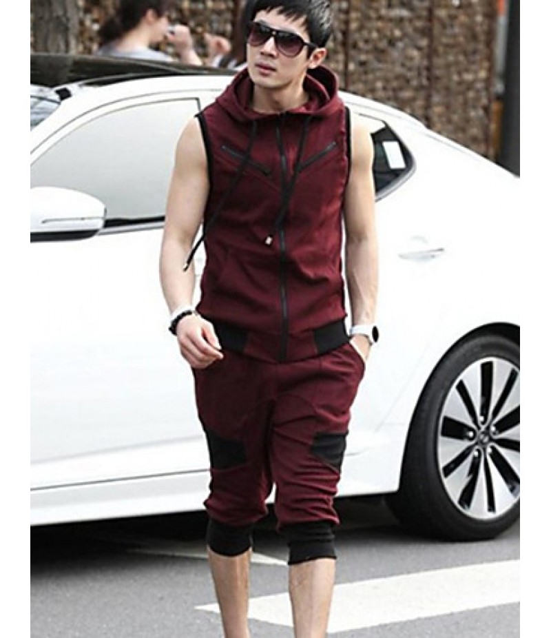 Men's Plus Size Casual Sports Suit,Sleeveless