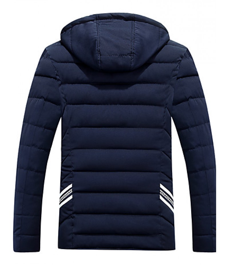 Men's Regular Padded CoatCotton Solid Long Sleeve