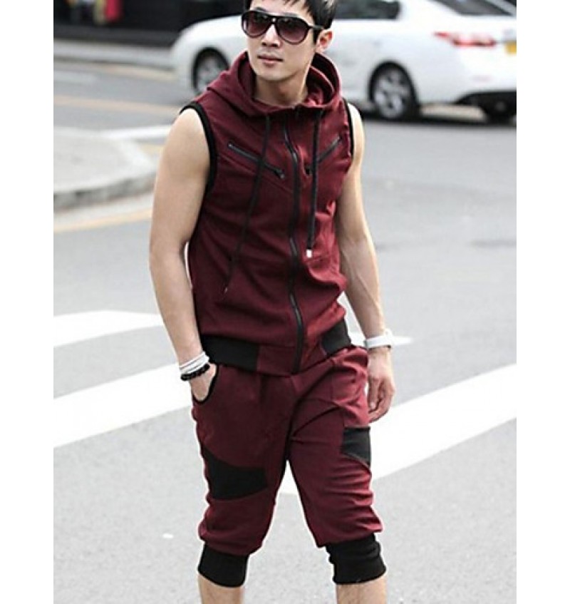 Men's Plus Size Casual Sports Suit,Sleeveless