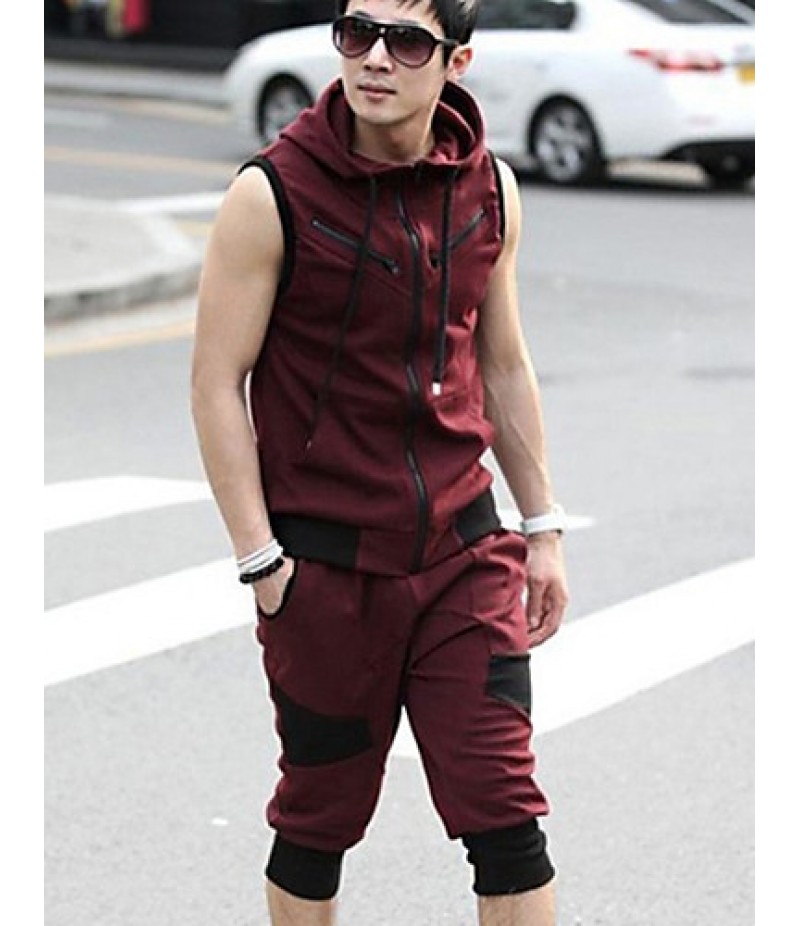 Men's Plus Size Casual Sports Suit,Sleeveless