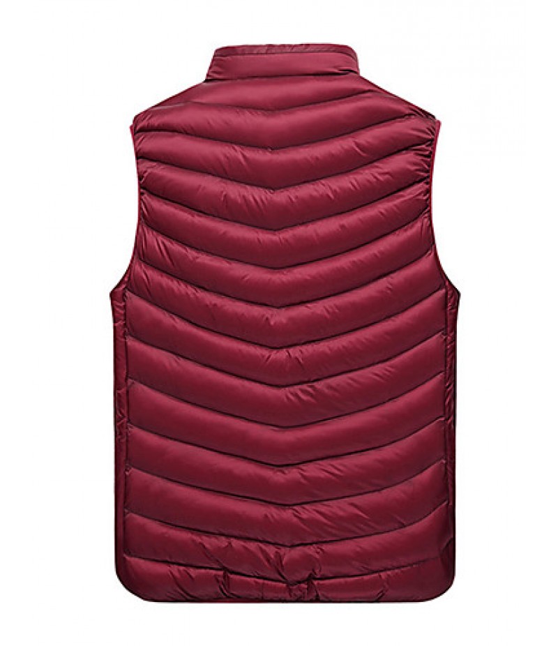 Men's Regular Padded Vest Coat,Polyester Solid Sleeveless Winter Vest k256