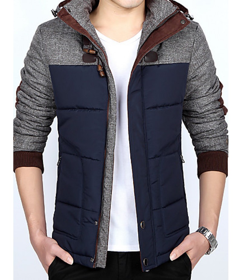 Men's Regular Padded Coat,Polyester Solid Long Sleeve