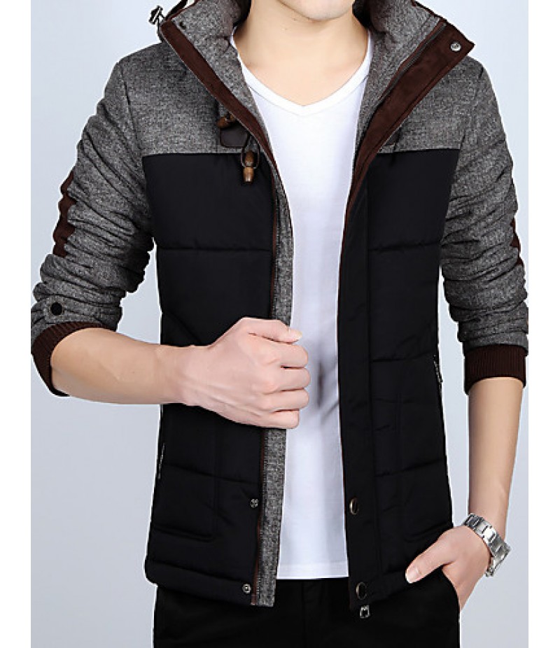 Men's Regular Padded Coat,Polyester Solid Long Sleeve