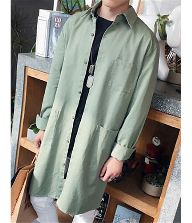 Men's Lapel Solid Casual Trench Coat(More Colors)