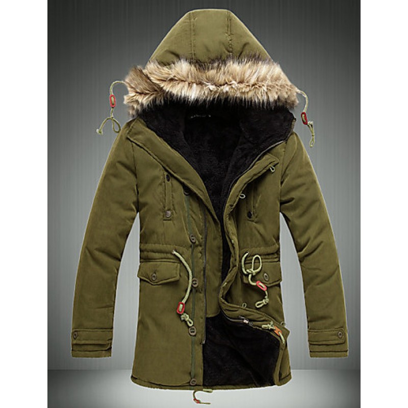 Men's Regular Padded Coat,Polyester Solid Long Sleeve