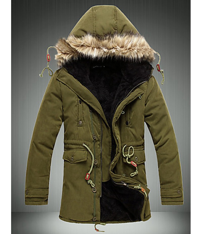 Men's Regular Padded Coat,Polyester Solid Long Sleeve