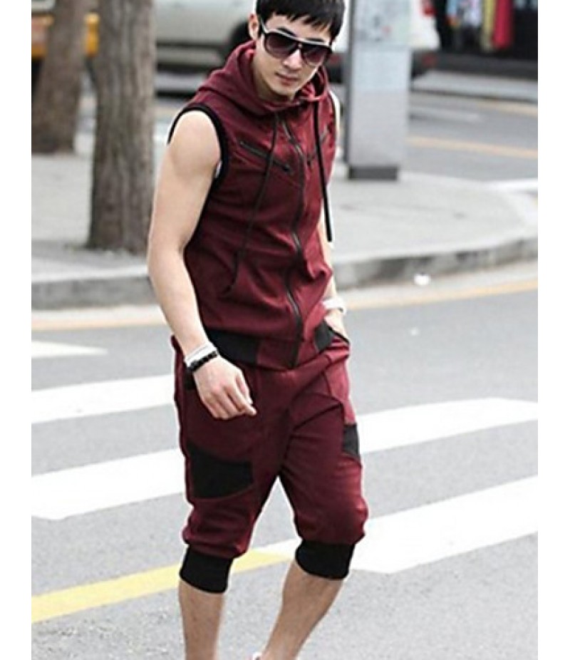 Men's Plus Size Casual Sports Suit,Sleeveless