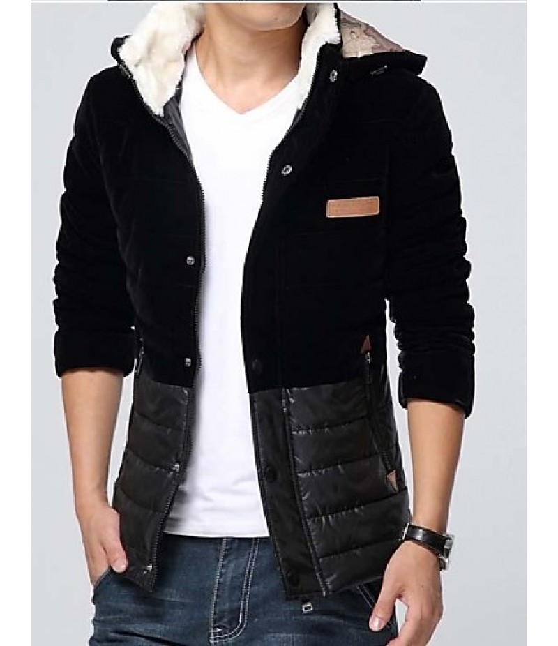 Men's Plus Size Patchwork Cotton Coat